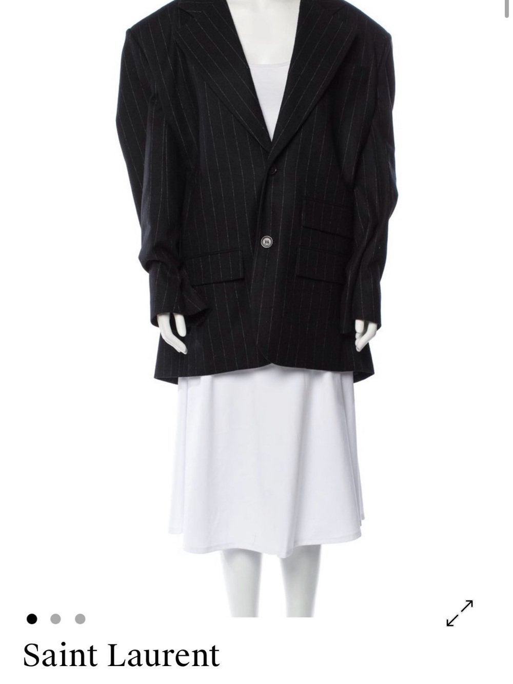 Saint Laurent Black Pinstripe Oversized Single-Button Blazer